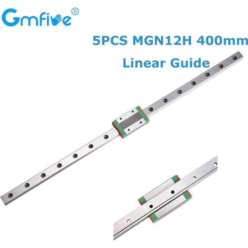 GmFive 5PCS MGN12H 400mm Linear Guide Rails BLV MGN Cube Linear Rail Way Long Linear Carriage For 3D Printer Parts