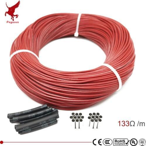 3k 133ohm silicone rubber carbon fiber heating cable 5V-220V floor heating low cost high quality infrared heating wire