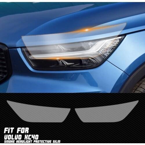 New Car LH+RH Smoke TPU Headlights Protective Precut Film Sticker Cover Trim Fit For Volvo XC40