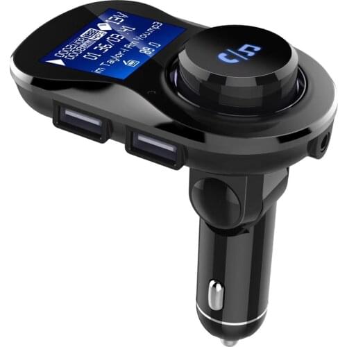 New Upgrade Wireless Bluetooth Car Radio Kits Hands-free FM Transmitter With Big Multi-function Knob And Dual-USB Output Voltage