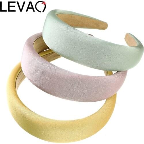 LEVAO 4CM Hairband Fashion Women Thick Sponge Wide Headband Ladies Hair Band Girl Hair Hoop DIY solid color Hair Accessories