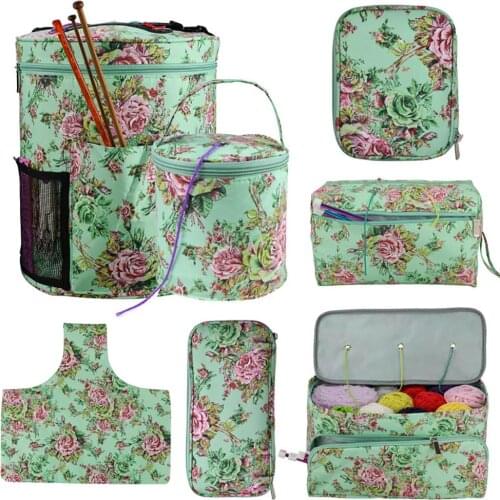 Portable Knitting Yarn Storage Tote Bag Crocheting Needle Hooks Organizer Pouch