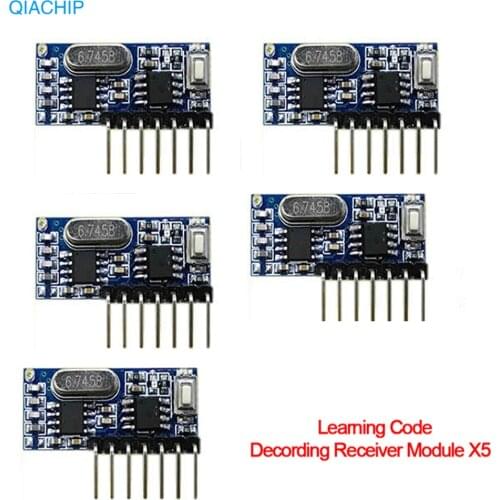 QIACHIP 5Pcs 433Mhz Wireless Remote Control Switch 4CH RF Relay EV1527 Encoding Learning Module For Light Relay Receiver Diy Kit