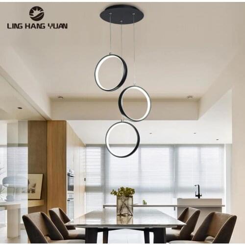 Modern Led Chandelier Black&White Aluminum alloy Ceiling mounted Chandelier Lighting for Dining room Kitchen Living room Lustres