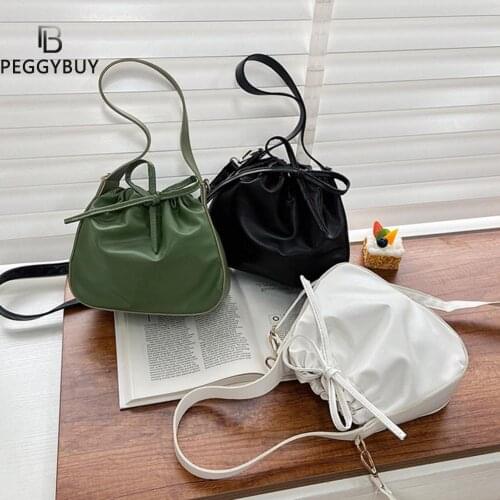 Fashion Women Design Luxury Hand Bag Female Travel PU Drawstring Crossbody Bag Pure Color Small Purse Messenger Bags bolsos