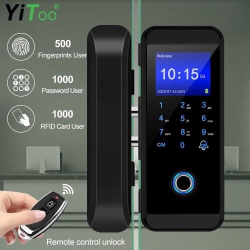 YiToo 208 Free Wiring Electronic Fingerprint Lock Support Password/RFID Card/Remote Control Glass Door Lock Access Control