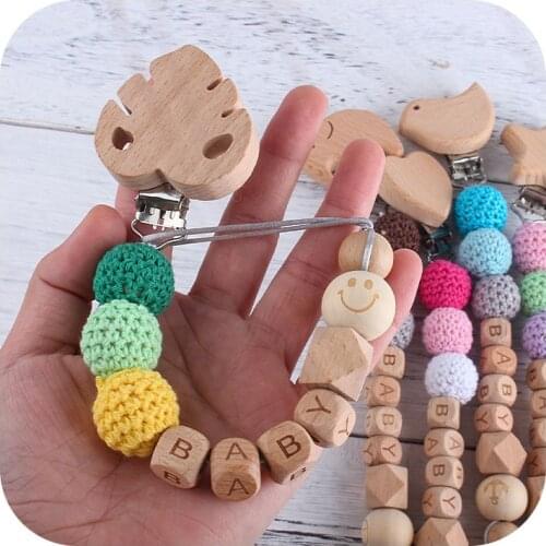 Baby Pacifier Clips Personalized Name Dummy Nipple Holder Baby Teat Chain Toy Stroller Teething BPA Free Safe Baby Accessories