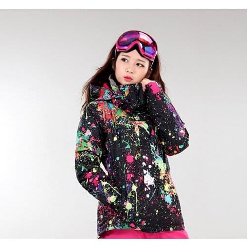 Women Black Ski Jacket With Powder Skirt Female White Snowboarding Hiking Camping Outerwear Winter Outdoor Waterproof Sportswear