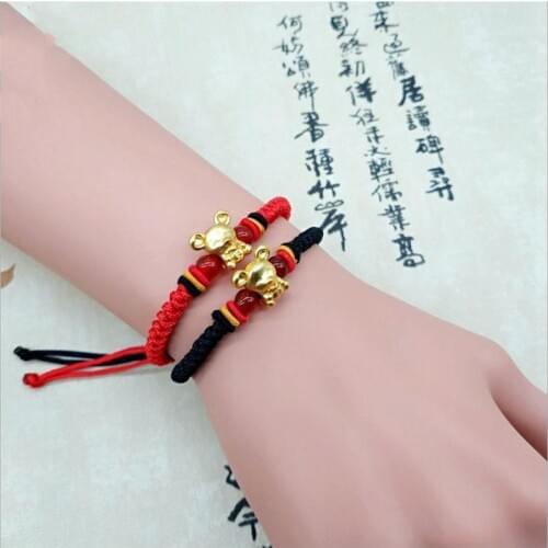 Women Gold 3D Bracelets New Years Lucky Accessories Men Trendy Mouse 2020 Zodiac Animal Bracelet Girls Holiday Gift Male Bijou