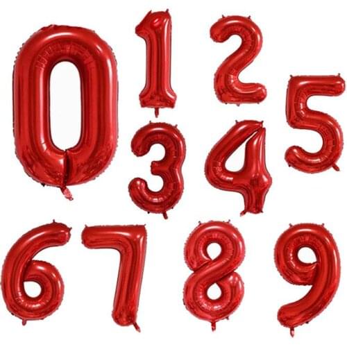 1 Pcs 40 Inch Foil Balloons Helium Number 0-9 Red Black Color Happy Birthday Wedding Party Decorations Large Figures Globos