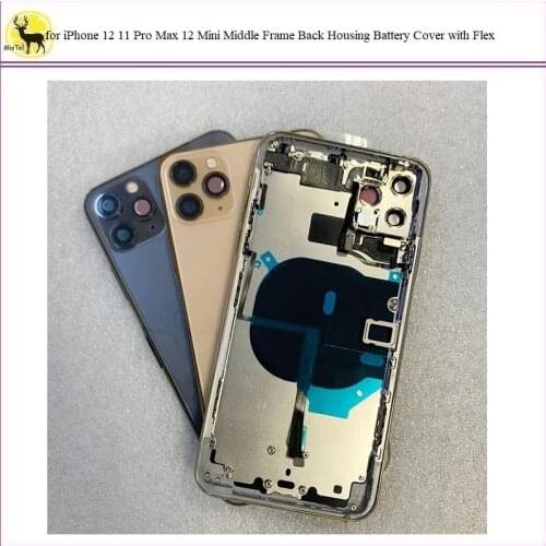 1Pc Full Housing Cover For iPhone 12 11 Pro Max Back Battery Rear Door+Power Flex+Wriless Charge NFC Parts for iPhone 12 Mini