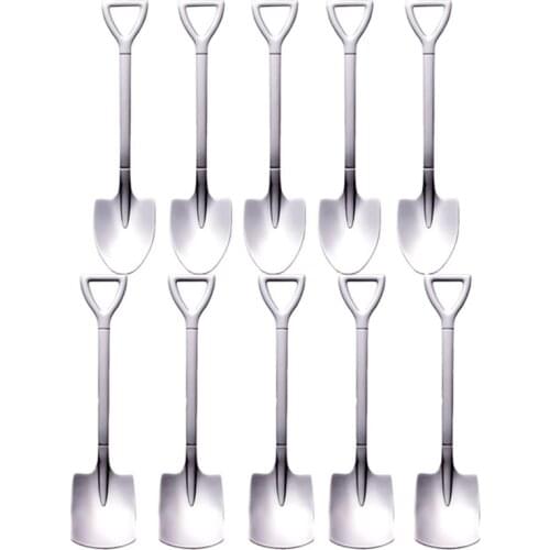 10PC Stainless Steel Shovel Coffee Spoon Set Creative Tea-Spoon Shovel Dessert Spoon Christmas Gift Tableware