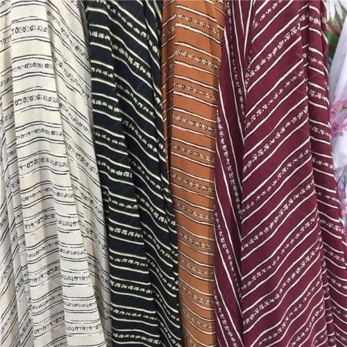 4 color famous wind striped printing snow spinning beads printed chiffon fabric pearl yarn cloth dress hanging skirt material