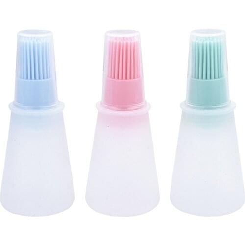 60ML BBQ Pastry Basting Brushes Cooking Grill Barbecue Baking Pastry Silicone Oil Sauce Bottle Brush