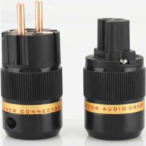 Viborg audio 1pair VE501+VF501 Pure Copper None plated EU Schuko Power Plugs IEC Female Connector for DIY power cable
