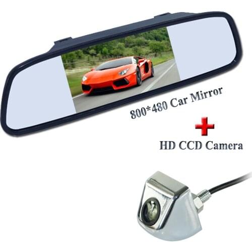 Silvery wire auto car parking camera the higest night vison +800*480 resolution car rear mirror 5" wide lcd screen universal