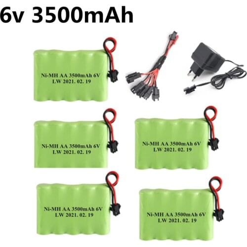 6v 3500mAh NIMH Battery Pack and Charger For RC Toys Cars Boats Robots Tanks Gun AA 3000mAh 6v Rechargeable Battery Pack SM Plug