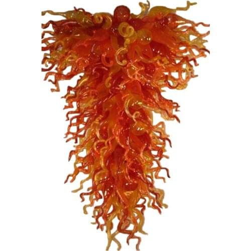 Large LED Chandeliers Ceiling Light 110-240V Amber Red Orange Colored Hand Blown Glass Chandelier House Decoration Living Room