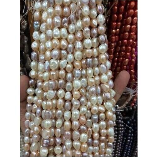 8-9mm Water White pink purple Freshwater Cultured Pearl Loose Beads 15"