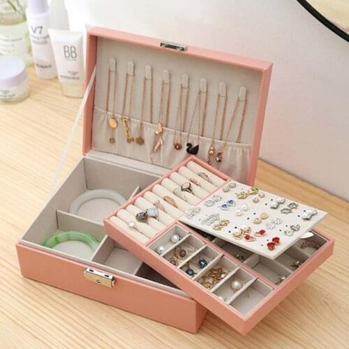 Double-Layer Velvet Jewelry Box High Capacity Leather European Jewelry Storage Box Large Space Jewelry Holder Gift Box