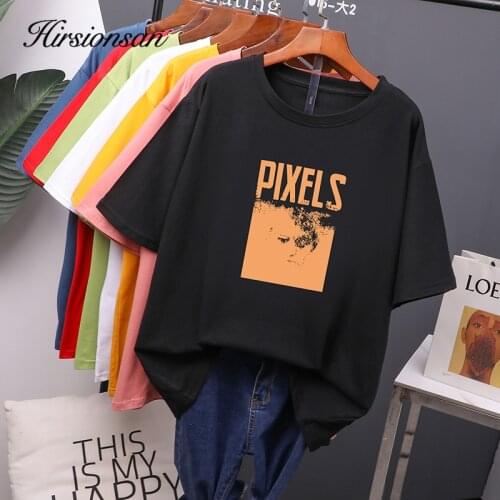 Hirsionsan Cotton T Shirt Women 2020 Hot Short Sleeve Plus Size Tees 100% Cotton Loose Tee Casual Female Tops 7 Colors M-4XL