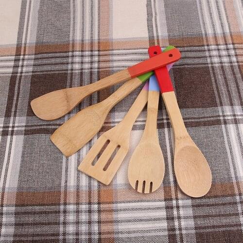 Cooking Utensil Bamboo Spoon Kitchen Wooden Tools Spatula Long Handle Frying Fish Shovel Tools Spatula Mixing kit