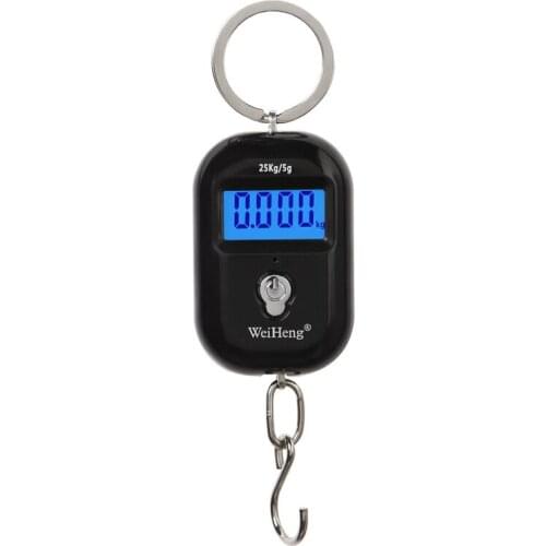Mini Digital Hanging Scale 25Kg 5g Electronic Luggage Hook Pocket Scale LCD Backlight Kitchen Steelyard Fishing Weight