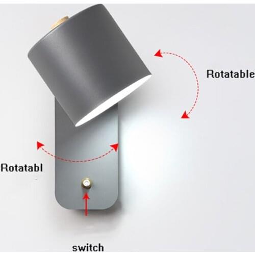 Nordic minimalist wall lamp bedroom bedside study dining room aisle with switch Macaron LED lamps