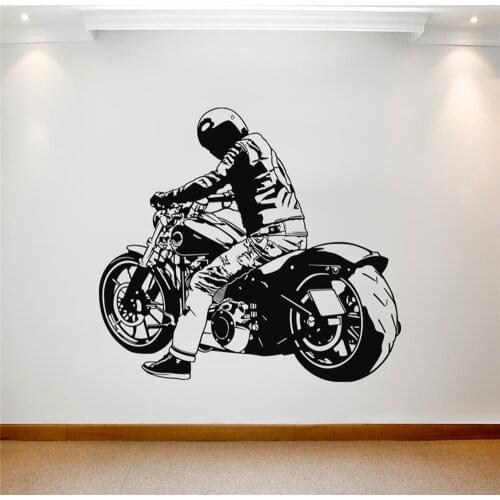 Motorcycle Wall Sticker Boys Bedroom Wardrobe Art Removable Wall Murals Decoration Vinyl Domitory Interior Wall Decals Y423
