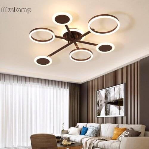 Murlamp White&Coffee Frame Rings Modern Ceiling Lights For Dining Room Living Room Bedroom Study Room LED Ceiling Lamps Home Fix