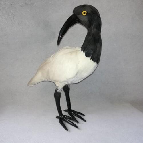 Real life toy bird feathers bird about 27x21cm Crested Ibis vivid bird model handicraft garden Decoration props h0955