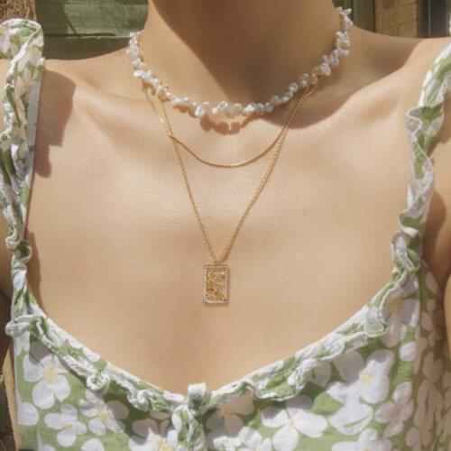 Beach Style Clear Irregular Crystal Beads Choker Necklace For Women Multilayer Dragon Pendant Metal Twist Rope Chain New Jewelry