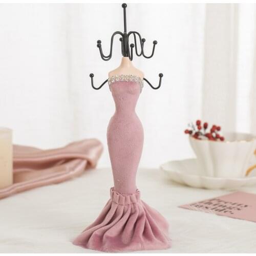 Pink Lady Mannequin Jewelry Display Stand Organizer Showcase Hanging Holder, 28cm Height