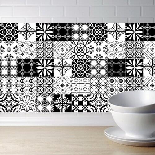 15cm/20cm Black White Self -Adhesive Wall Stickers Anti Oil Waterproof Tiles Kitchen Bathroom Decoration Waist Line Wall Art