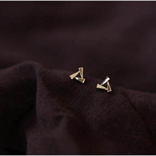 925 Sterling Silver Geometric Triangle Windmill 14k Gold Plating Earrings Women Simple Fashion Wedding Party Jewelry Gift