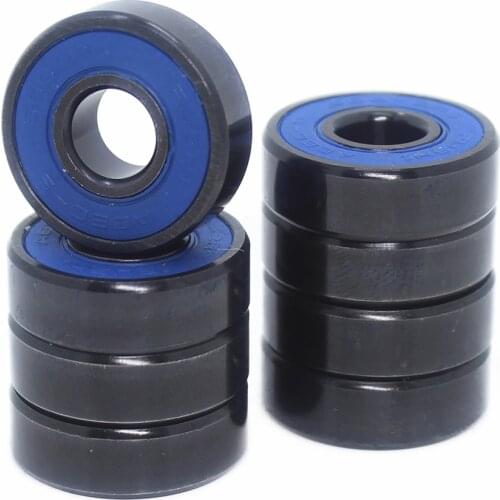 Skateboard 608-Black Bearings 8x22x7 mm ( 10 PCS ) ABEC-9 608 V RS Surface Black PA66 Cage 608 Ball Bearing