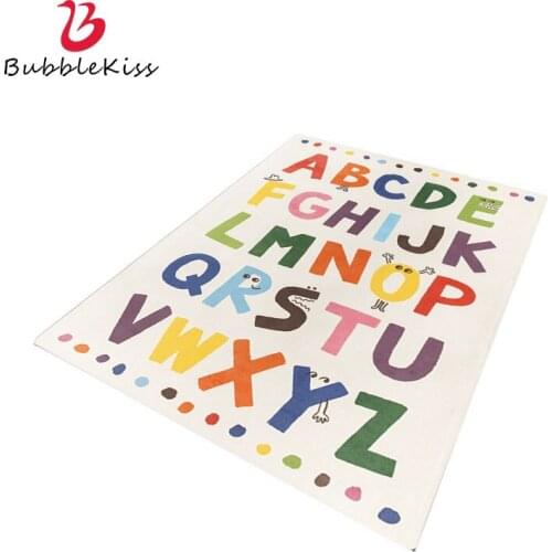 Bubble Kiss Modern Decor Carpets for Living Room Color Letter Pattern Super Soft Bedroom Rug Baby Crawling Bedside Floor Mats