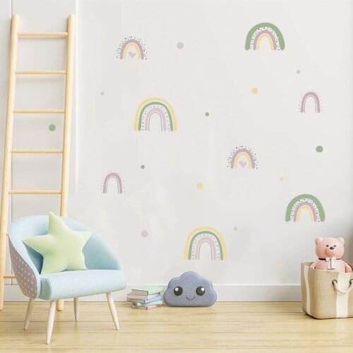 Modern Colorful Rainbow Dot Cute Stickers Removable Nursery Wall Decals Art Posters Gifts For Kids Room Girls Bedroom Home Decor