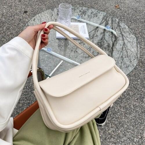 FANTASY Baguette Handbags For Women 2021 Spring New Fashion Design Messenger Shoulder Bag Girls Wild Solid Color Top-Handle Bags