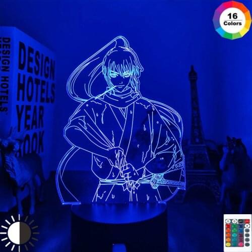 Gintama Led Night Light for Kids Bedroom Decor Nightlight Birthday Gift Anime Gadget Room Table Lamp Okita Sougo