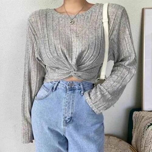 Knitwear Loose Pullower Women Sweater O Neck Long Sleeve Jumper Women Cropped Sweater Casual Autumn Women Clothing 2021 16710