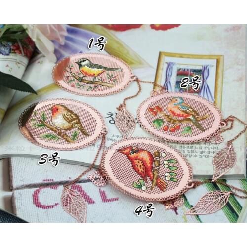 Cross stitch DMC set creative hand gift simple metal bookmark animal branch bird
