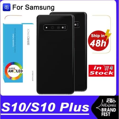 Back Glass Replacement For Samsung Galaxy S10 S10 Plus S10+ Battery Cover Rear Door Housing Case Camera Glass Lens Frame