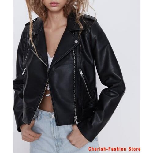 New Women Autumn Winter Black Faux Leather Jackets Zipper Basic Coat Turn-down Collar Motor Biker Jacket With Belt 4 color Pink