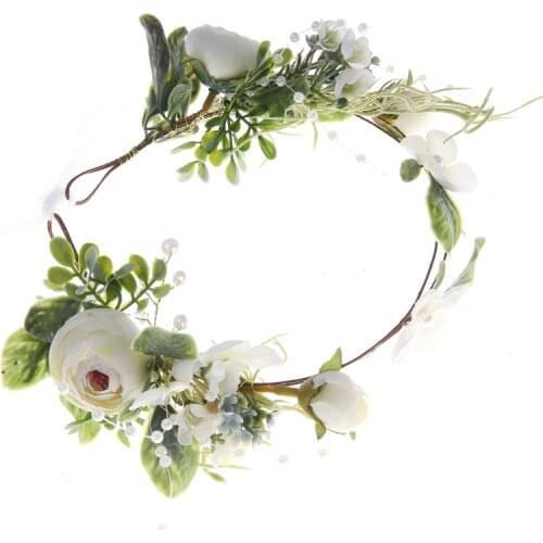 Women Wedding Party Headwear Hair Accessories Girl Flower Wreath Crown Festival Headband Headdress Adjustable Floral Garland