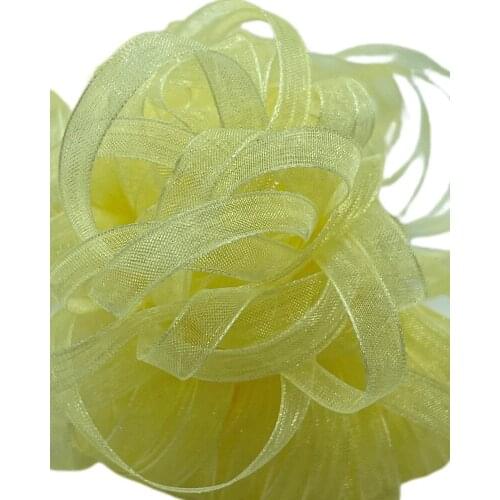 1/4"6mm Yellow Burgundy Organza Ribbon Wedding Party Decoration Gift Christmas Ribbons DIY Candy Box Decoration (40 Meters/Pack)