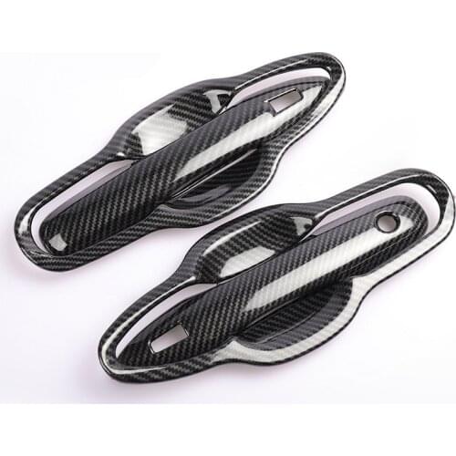 1 Set Car Door Handle Cover Door Bowls Sticker Moulding Trim Set for Toyota 8th Camry 2018 2019 Carbon Fiber Printed