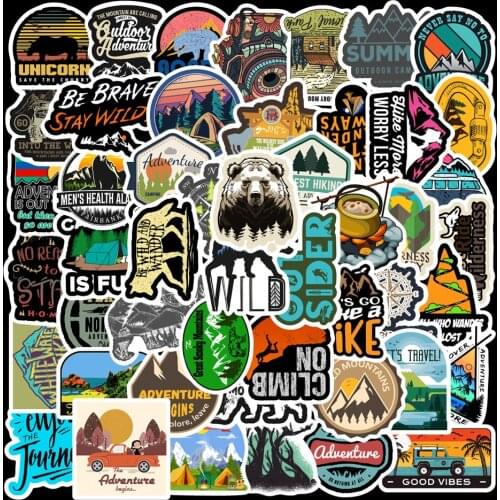 10/50PCS Camping Landscape Stickers Outdoor Adventure Climbing Travel Sticker to DIY Suitcase Laptop Bicycle Helmet Cars Decal