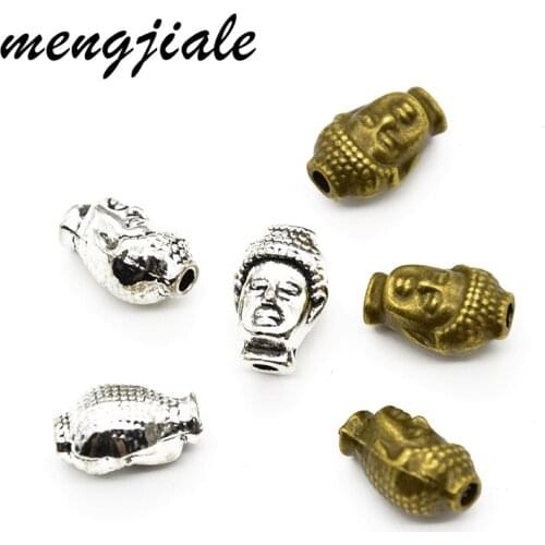 10pcs Two Color Buddha Head Beads Charms Zinc Alloy Metal Spacer Loose Beads For DIY Bracelet Jewelry Accessories Making 13*9mm