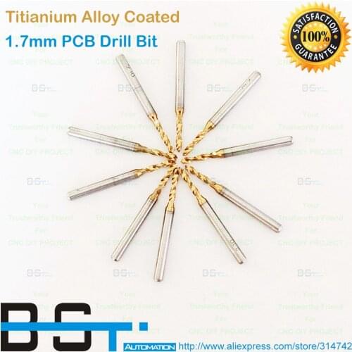10pcs/lot 1.7mm Titanium Coated Carbide 1/8" PCB Jewelry Tools 1.70mm CNC Drill Bit Router